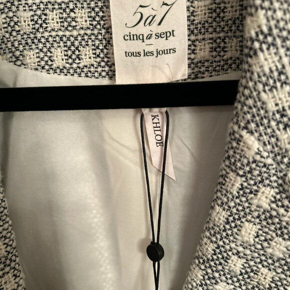 cinq a sept Women's Navy & White Box Tweed Khloe Blazer Size 10 - Picture 7 of 7
